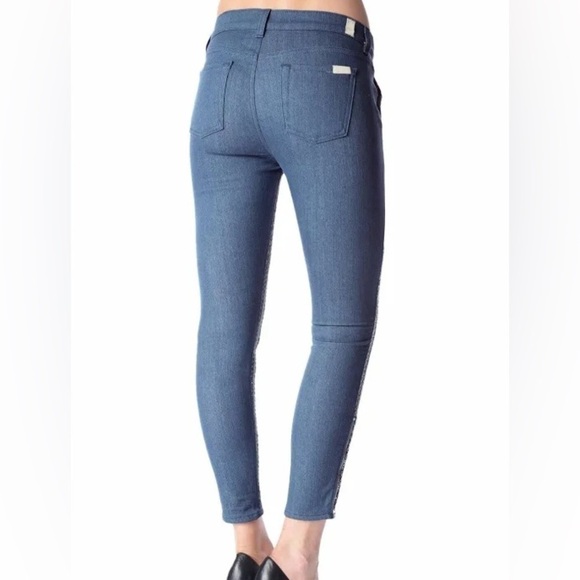 Seven7 For All Mankind Mahlia Kent The Side Zip Pierced Blue Jeans in 28 - Picture 2 of 13